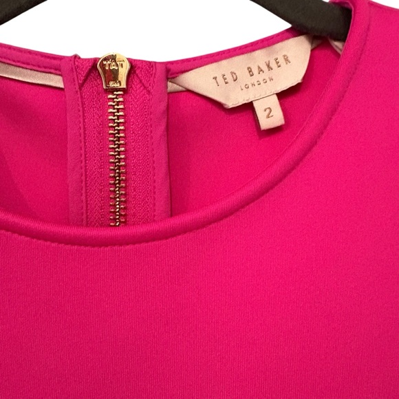 Ted Baker London Fresh Start Swing Mini Dress Pink Scalloped Hem, Sz US 6 - Picture 12 of 15